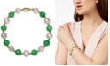 Macy's 14k Gold Bracelet, Cultured Freshwater Pearl and Jade